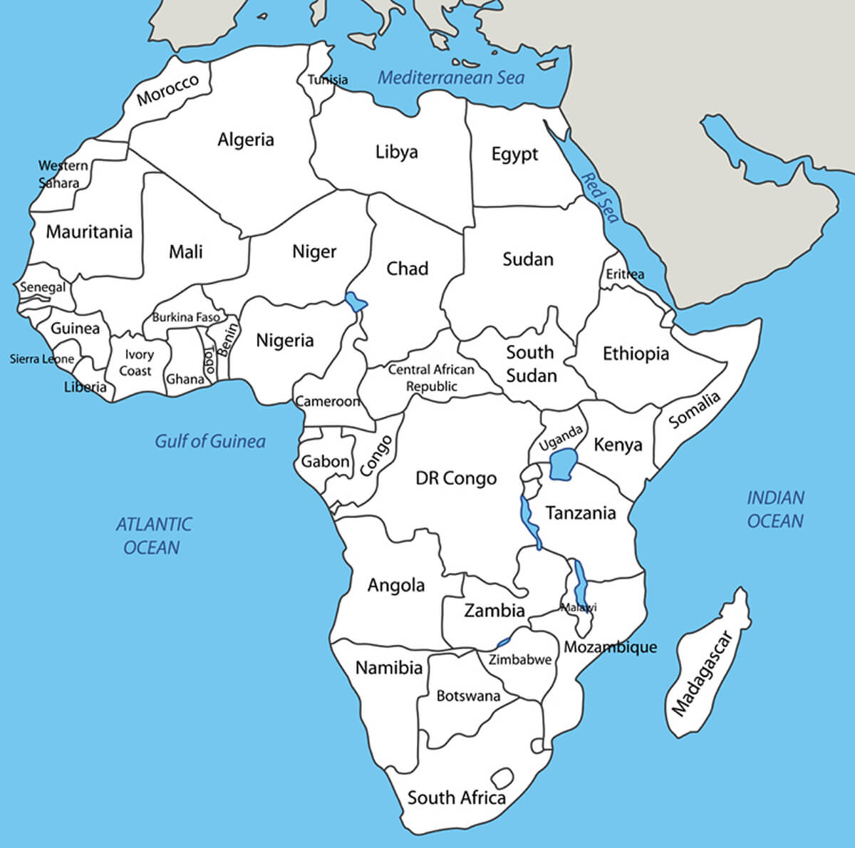 Africa Vector Map in White Color
